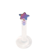 Bioflex Push-fit Labret with Titanium Star 1.6mm 1.6mm, 12mm, Rainbow
