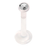 Bioflex Push-fit Labret with Bioflex Jewelled Disk 1.2mm, 12mm, 2.5mm Crystal Clear.