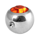 Titanium Clip in Jewelled Ball (for BCR) 5mm, Mirror Polish, Orange