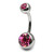 Titanium Double Jewelled Belly Bars 14mm Mirror Polish - SKU 25312