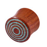 Organic Plug Rengas Wood and Crushed Turquoise Stone Spiral (OG12) - SKU 25335