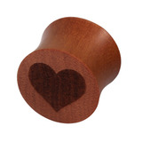 Organic Plug Saba Wood with Engraved Heart (OG13) - SKU 25339