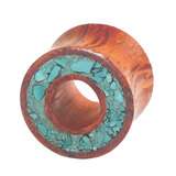 Organic Eyelet Tunnel Rengas Wood and Crushed Turquoise Stone (OE15) - SKU 25395