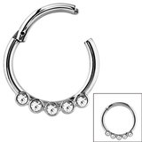 Steel Hinged Segment Ring with 5 Jewels (Clicker) Steel, 1.2mm, 10mm, Crystal Clear