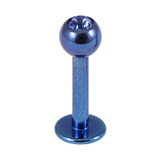 Titanium Jewelled Labrets 1.6mm 1.6mm, 8mm, (4mm), Blue with Sapphire Blue