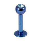 Titanium Jewelled Labrets 1.6mm 1.6mm, 6mm, (4mm), Blue with Light Blue