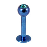Titanium Jewelled Labrets 1.6mm 1.6mm, 6mm, (4mm), Blue with Turquoise