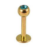 Titanium Jewelled Labrets 1.6mm 1.6mm, 6mm, (4mm), Gold with Turquoise