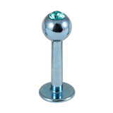 Titanium Jewelled Labrets 1.6mm 1.6mm, 6mm, (4mm), Ice Blue with Turquoise