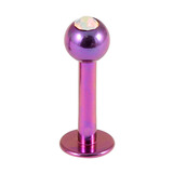 Titanium Jewelled Labrets 1.6mm 1.6mm, 6mm, (4mm), Purple with Crystal AB