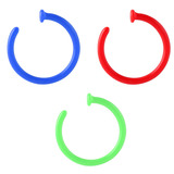 Multipacks - Bioflex Open Nose Rings 1.0mm, 7mm, Pack of 3. Green, Blue and Red