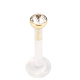 Bioflex Push-fit Labret with 18ct Gold Jewelled Top (2.8mm Top) - SKU 25557