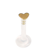 Bioflex Push-fit Labret with Titanium Heart 1.0mm 1.0mm, 7mm, Titanium Heart - Gold