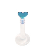 Bioflex Push-fit Labret with Titanium Heart 1.0mm 1.0mm, 6mm, Titanium Heart - Turquoise