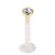 Bioflex Push-fit Labret with Zircon Steel Jewelled Top (Gold colour) - SKU 25643