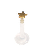 Bioflex Push-fit Labret with Titanium Star 1.0mm 1.0mm, 7mm, Titanium Star - Gold
