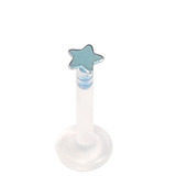 Bioflex Push-fit Labret with Titanium Star 1.0mm 1.0mm, 7mm, Light Blue