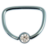 Titanium Jewelled D Ring 16mm, Ice Blue, Crystal Clear Gem