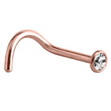 Rose Gold Steel Jewelled Nose Stud - SKU 25733