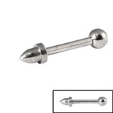 Titanium Micro Barbell with Titanium Bullet Attachment 1.2mm 1.2mm, 10mm, Bullet (style TA23 - 4mm high, 3mm base)