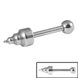 Titanium Micro Barbell with Titanium Step Cone Attachment 1.2mm 1.2mm, 8mm, Step Cone (style TA27 - 6.5mm high, 4mm base)