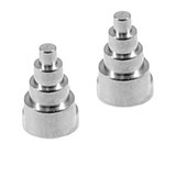 Titanium Threaded Attachments 1.2mm Two (a pair): Step Cone style TA26. Dimensions 5.5mm high, 3mm base.