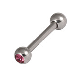 Steel Double Jewelled Micro Barbell 1.2mm 1.2mm x 12mm (3mm) / Pink