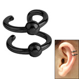 Surgical Steel Clip On Ear Cuff - Double BCR Ring - SKU 26043