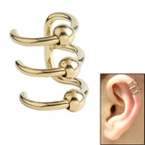 Surgical Steel Clip On Ear Cuff - Triple BCR Ring - SKU 26046