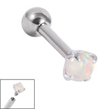 Titanium Internally Threaded Barbells 1.6mm - Steel Claw Set Opal Single White Opal, 1.6mm, 14mm, 4mm-4mm