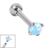 Titanium Internally Threaded Barbells 1.6mm - Steel Claw Set Opal Single Light Blue Opal, 1.6mm, 10mm, 4mm-4mm