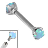 Titanium Internally Threaded Barbells 1.6mm - Steel Claw Set Opal Double Light Blue Opal, 1.6mm, 12mm, 4mm-4mm
