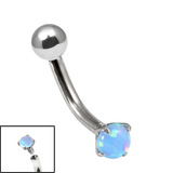Titanium Internally Threaded Curved Bar 1.6mm - Claw Set Opal Single Opal, 1.6mm, 10mm, 4mm-4mm / Light Blue