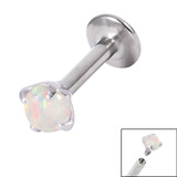 Titanium Internally Threaded Labrets 1.6mm - Claw Set Opal 1.6mm, 6mm, 4mm, White