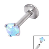 Titanium Internally Threaded Labrets 1.6mm - Claw Set Opal 1.6mm, 6mm, 4mm, Light Blue