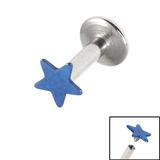 Titanium Internally Threaded Labrets 1.6mm - Star 1.6mm, 6mm, Blue