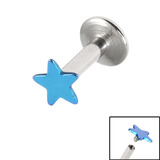 Titanium Internally Threaded Labrets 1.6mm - Star 1.6mm, 6mm, Turquoise