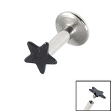 Titanium Internally Threaded Labrets 1.6mm - Star 1.6mm, 8mm, Black (PVD)