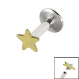 Titanium Internally Threaded Labrets 1.6mm - Star 1.6mm, 8mm, Gold