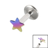 Titanium Internally Threaded Labrets 1.6mm - Star 1.6mm, 10mm, Rainbow