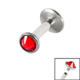 Titanium Internally Threaded Labrets 1.6mm - Jewelled Disk 1.6mm, 8mm, 3mm, Red