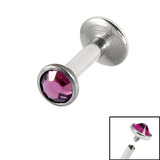 Titanium Internally Threaded Labrets 1.6mm - Jewelled Disk 1.6mm, 6mm, 4mm, Purple