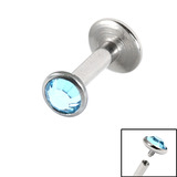Titanium Internally Threaded Labrets 1.6mm - Jewelled Disk 1.6mm, 8mm, 4mm, Light Blue