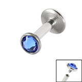 Titanium Internally Threaded Labrets 1.6mm - Jewelled Disk 1.6mm, 8mm, 4mm, Sapphire Blue