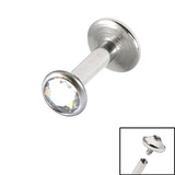 Titanium Internally Threaded Labrets 1.6mm - Jewelled Disk 1.6mm, 10mm, 4mm, Crystal Clear