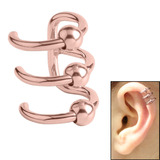 Surgical Steel Clip On Ear Cuff - Triple BCR Ring - SKU 26631