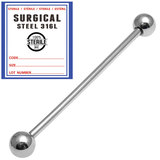 Sterile Steel Barbell 1.6mm 1.6mm, 36mm, 5mm ball