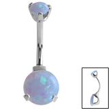 Belly Bar - Internal Thread Claw Set Opal 1.6mm , 10mm (Standard Size), Light Blue Opal