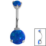 Belly Bar - Steel Internal Thread Claw Set Opal - SKU 26783