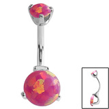 Belly Bar - Steel Internal Thread Claw Set Opal - SKU 26784